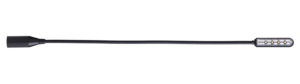 Luminária gooseneck, é uma luminária com a haste flexível, fina e preta, com luz de led