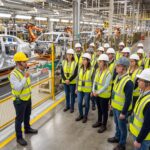 Imagem principal: Visita técnica em fábrica com comunicação por sistema WalkMeet
