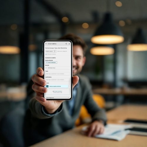 Sistema de gestão e tramitação do processo legislativo Promic Legis no celular.